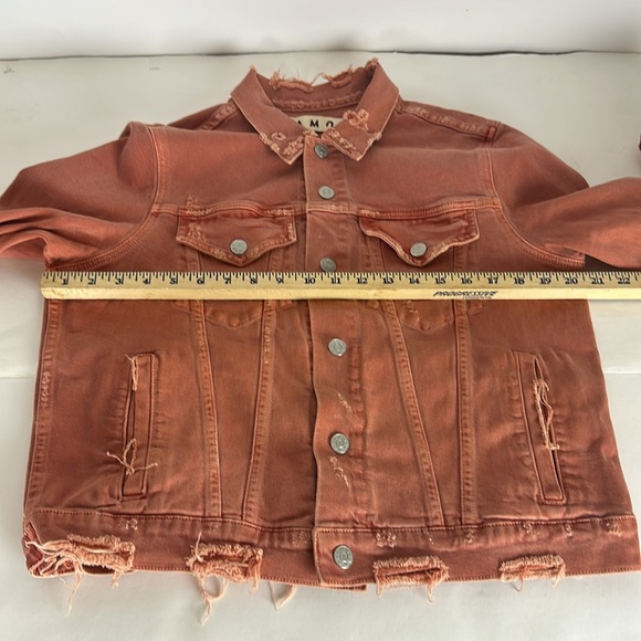 Womens Amo Pop Canyon Rose Snap Button Distressed Denim Jacket Size L - Picture 10 of 15